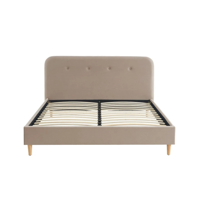 Lit Double KNUT Velours Beige Sable 160x200 Sommier Inclus 7 Lit Double KNUT Velours Beige Sable 160x200 Sommier Inclus – Image 5