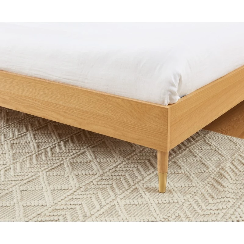 Lit Double LEON Placage Chêne Et Cannage Rotin 140x190 Sommier Inclus 6 Lit Double LEON Placage Chêne Et Cannage Rotin 140x190 Sommier Inclus – Image 4