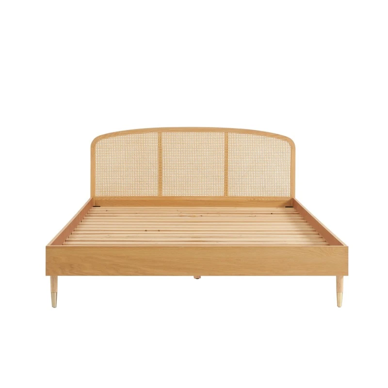 Lit Double LEON Placage Chêne Et Cannage Rotin 140x190 Sommier Inclus 8 Lit Double LEON Placage Chêne Et Cannage Rotin 140x190 Sommier Inclus – Image 6