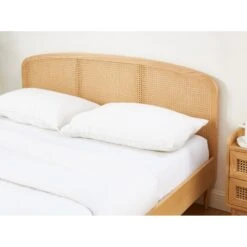 Lit Double LEON Placage Chêne Et Cannage Rotin 160x200 Sommier Inclus -Mobilia Soldes lit double leon placage chene et cannage rotin 160x200 sommier inclus 2