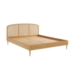 Lit Double LEON Placage Chêne Et Cannage Rotin 160x200 Sommier Inclus -Mobilia Soldes lit double leon placage chene et cannage rotin 160x200 sommier inclus 4