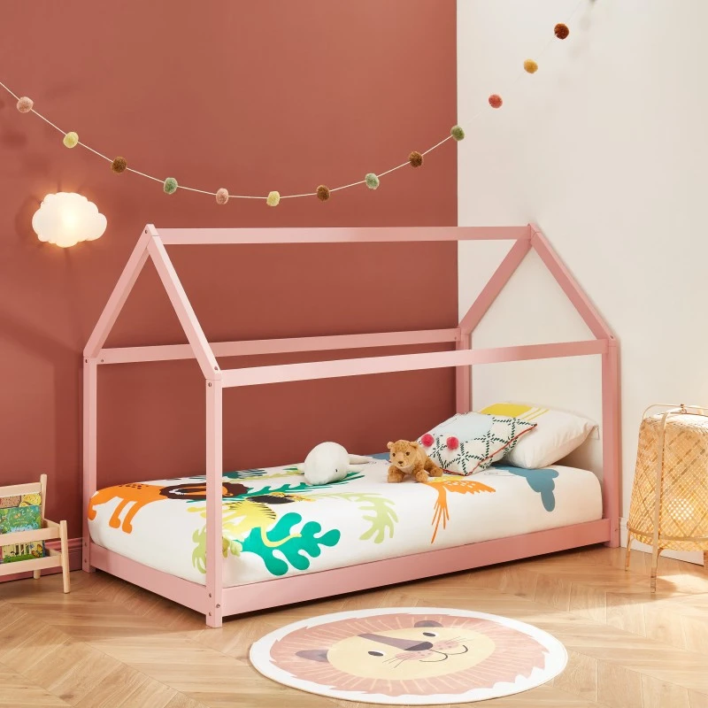 Lit Enfant Cabane TINY Pin Rose 90x190 Sommier Inclus 3 Lit Enfant Cabane TINY Pin Rose 90x190 Sommier Inclus