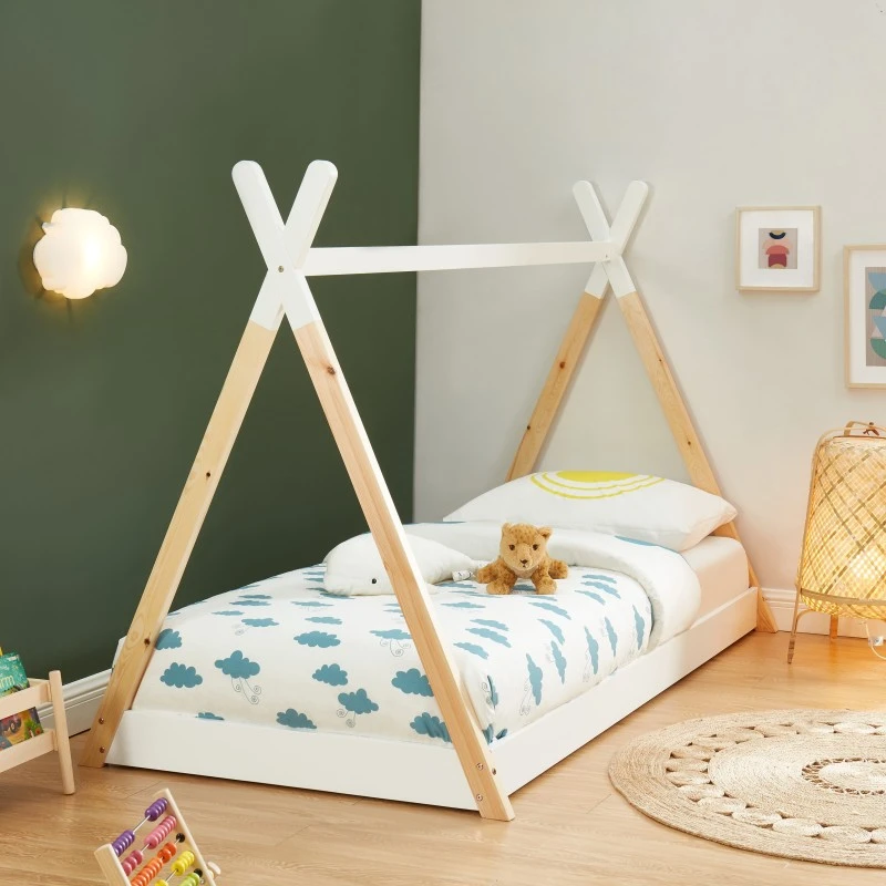 Lit Enfant Cabane TINY Pin Massif Blanc Et Naturel Sommier 90x200 Inclus 5 Lit Enfant Cabane TINY Pin Massif Blanc Et Naturel Sommier 90x200 Inclus – Image 3