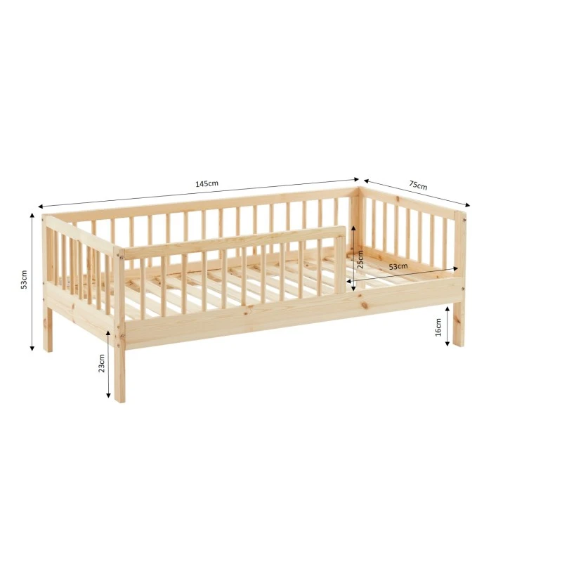 Lit Enfant LOU Pin Massif 70x140 Sommier Inclus 4 Lit Enfant LOU Pin Massif 70x140 Sommier Inclus – Image 2