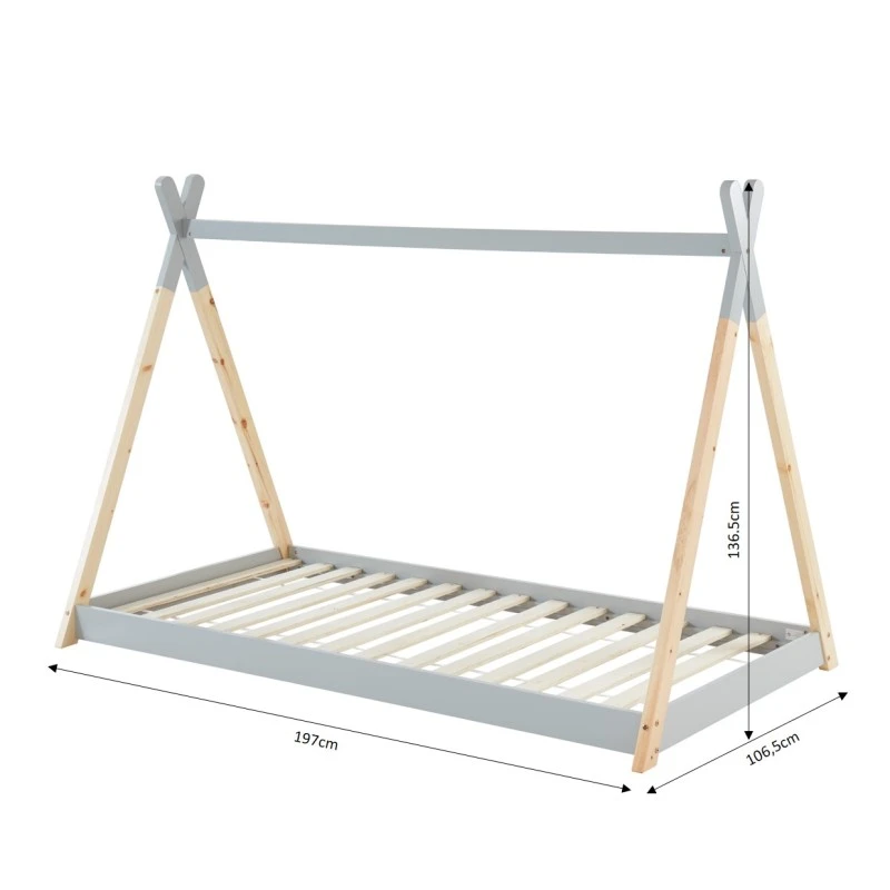 Lit Enfant Tipi TINY Pin Gris 90x190 Sommier Inclus 4 Lit Enfant Tipi TINY Pin Gris 90x190 Sommier Inclus – Image 2