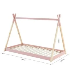 Lit Enfant Tipi TINY Pin Rose 90x190 Sommier Inclus 9 Lit Enfant Tipi TINY Pin Rose 90x190 Sommier Inclus -Mobilia Soldes lit enfant tipi tiny 90x190 bois massif de pin rose sommier a lattes inclus 1