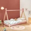 Lit Enfant Tipi TINY Pin Rose 90x190 Sommier Inclus 1 Lit Enfant Tipi TINY Pin Rose 90x190 Sommier Inclus -Mobilia Soldes lit enfant tipi tiny 90x190 bois massif de pin rose sommier a lattes inclus