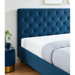 Lit Double HUBERT Velours Bleu Paon 160x200 Sommier Inclus 21 Lit Double HUBERT Velours Bleu Paon 160x200 Sommier Inclus -Mobilia Soldes lit hubert velours bleu 160x200cm 9