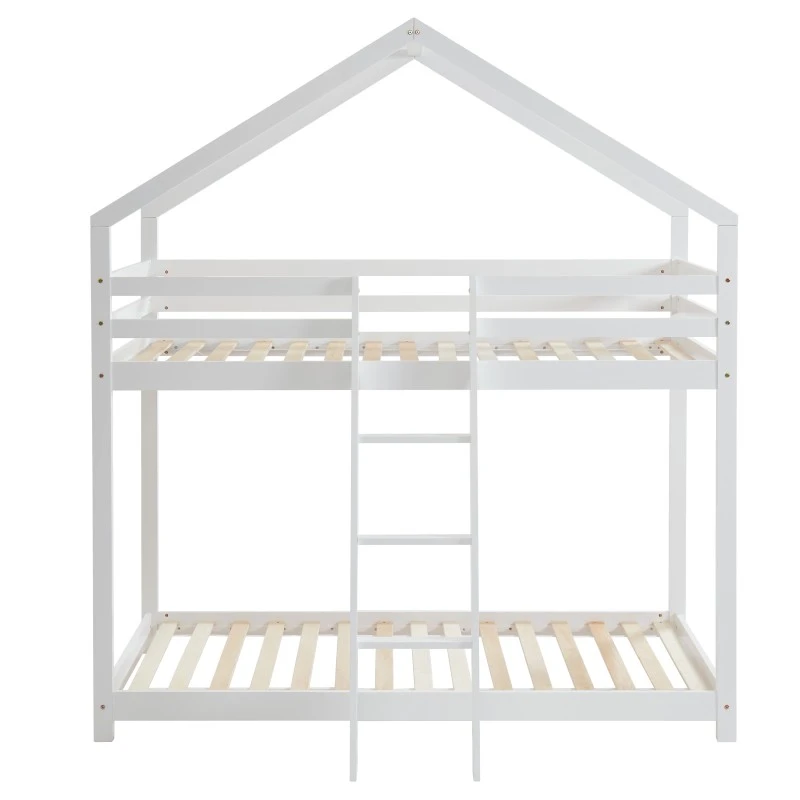 Lit Cabane Superposé TINY Pin Blanc 90x190 Sommier Inclus 5 Lit Cabane Superposé TINY Pin Blanc 90x190 Sommier Inclus – Image 3