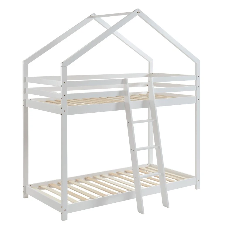 Lit Cabane Superposé TINY Pin Blanc 90x190 Sommier Inclus 6 Lit Cabane Superposé TINY Pin Blanc 90x190 Sommier Inclus – Image 4