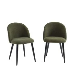 Lot De 2 Chaises MACARON Tissu Bouclettes Kaki Pieds Métal Noir 13 Lot De 2 Chaises MACARON Tissu Bouclettes Kaki Pieds Métal Noir -Mobilia Soldes lot de 2 chaises macaron tissu boucelttes kaki pieds metal noir 2