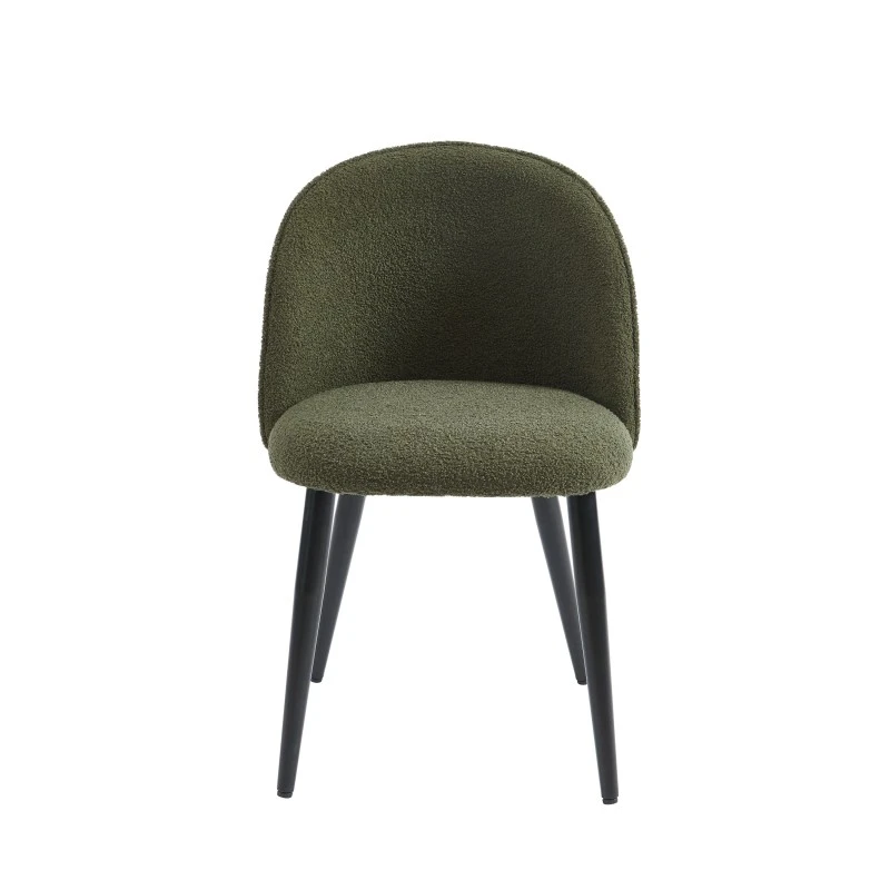 Lot De 2 Chaises MACARON Tissu Bouclettes Kaki Pieds Métal Noir 8 Lot De 2 Chaises MACARON Tissu Bouclettes Kaki Pieds Métal Noir – Image 6