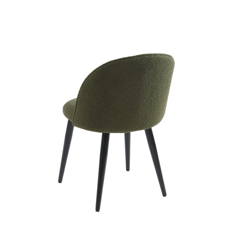 Lot De 2 Chaises MACARON Tissu Bouclettes Kaki Pieds Métal Noir 9 Lot De 2 Chaises MACARON Tissu Bouclettes Kaki Pieds Métal Noir – Image 7