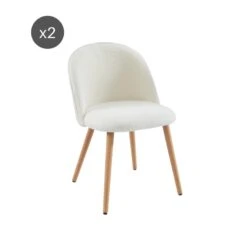 Lot De 2 Chaises MACARON Tissu Bouclettes écru Pieds Hêtre Massif -Mobilia Soldes lot de 2 chaises macaron tissu bouclettes ecru pieds hetre massif 6