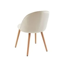 Lot De 2 Chaises MACARON Velours Beige Sable Pieds Hêtre Massif -Mobilia Soldes lot de 2 chaises macaron velours beige sable pieds hetre massif 5