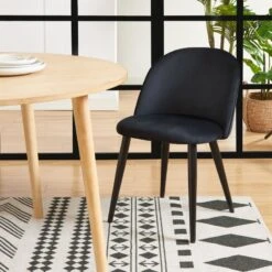 Lot De 2 Chaises MACARON Velours Noir Pieds Métal Noir 12 Lot De 2 Chaises MACARON Velours Noir Pieds Métal Noir -Mobilia Soldes lot de 2 chaises macaron velours noir pieds metal noir 1