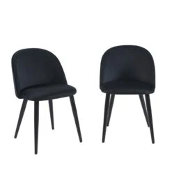Lot De 2 Chaises MACARON Velours Noir Pieds Métal Noir 13 Lot De 2 Chaises MACARON Velours Noir Pieds Métal Noir -Mobilia Soldes lot de 2 chaises macaron velours noir pieds metal noir 2
