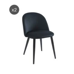 Lot De 2 Chaises MACARON Velours Noir Pieds Métal Noir 17 Lot De 2 Chaises MACARON Velours Noir Pieds Métal Noir -Mobilia Soldes lot de 2 chaises macaron velours noir pieds metal noir 6
