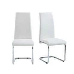 Lot De 2 Chaises MARA Simili Blanc Pieds Métal Chromé 13 Lot De 2 Chaises MARA Simili Blanc Pieds Métal Chromé -Mobilia Soldes lot de 2 chaises mara simili blanc pieds en metal chrome 4