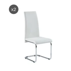 Lot De 2 Chaises MARA Simili Blanc Pieds Métal Chromé 14 Lot De 2 Chaises MARA Simili Blanc Pieds Métal Chromé -Mobilia Soldes lot de 2 chaises mara simili blanc pieds en metal chrome 5