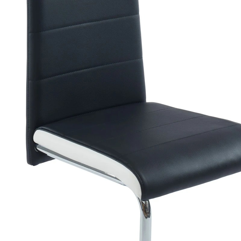 Lot De 2 Chaises MARA Simili Noir Et Blanc Pieds Métal Chromé 5 Lot De 2 Chaises MARA Simili Noir Et Blanc Pieds Métal Chromé – Image 3