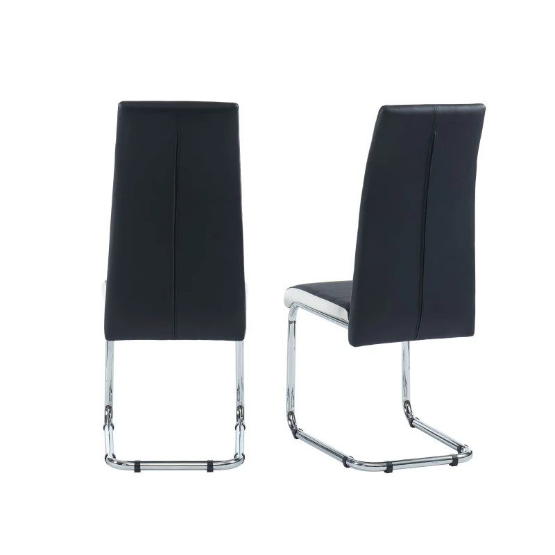 Lot De 2 Chaises MARA Simili Noir Et Blanc Pieds Métal Chromé 6 Lot De 2 Chaises MARA Simili Noir Et Blanc Pieds Métal Chromé – Image 4