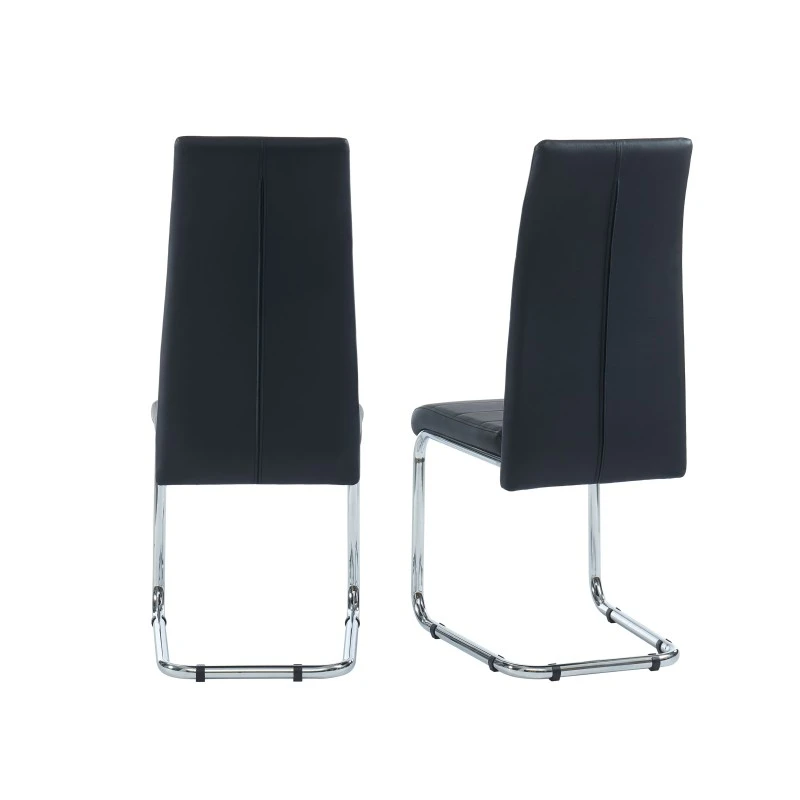 Lot De 2 Chaises MARA Simili Noir Pieds En Métal Chromé 5 Lot De 2 Chaises MARA Simili Noir Pieds En Métal Chromé – Image 3