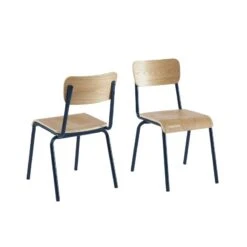 Lot De 2 Chaises PANTONE Bleu Nuit Et Placage Frêne 18 Lot De 2 Chaises PANTONE Bleu Nuit Et Placage Frêne -Mobilia Soldes lot de 2 chaises pantone bleu nuit et placage frene 5