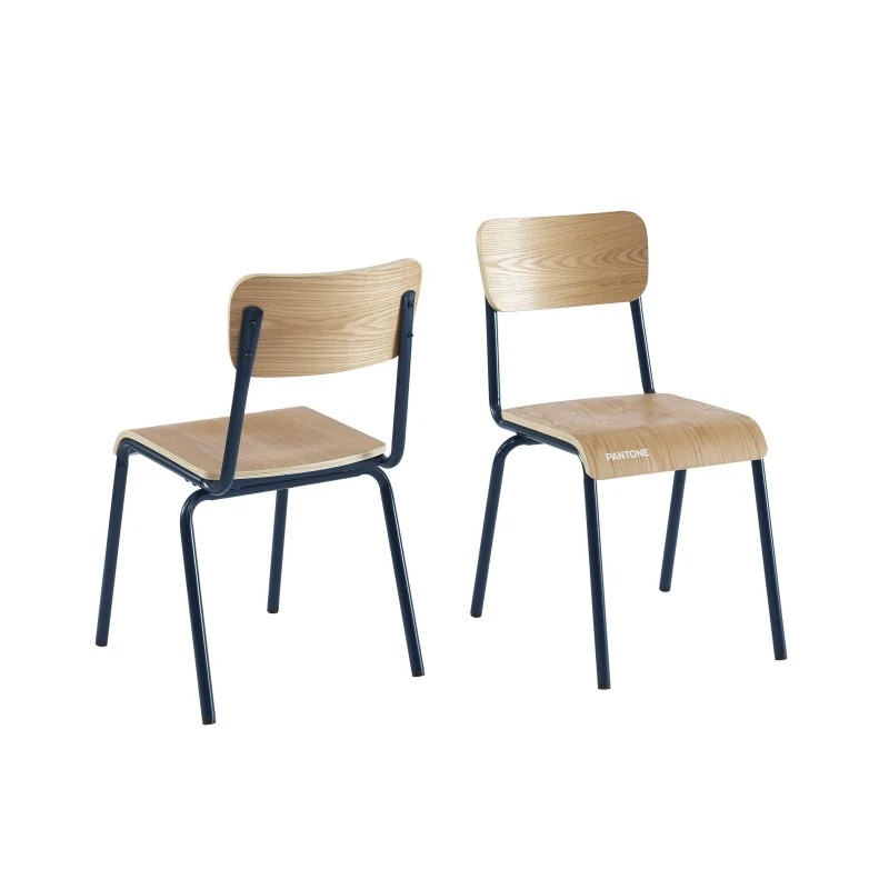 Lot De 2 Chaises PANTONE Bleu Nuit Et Placage Frêne 9 Lot De 2 Chaises PANTONE Bleu Nuit Et Placage Frêne – Image 7
