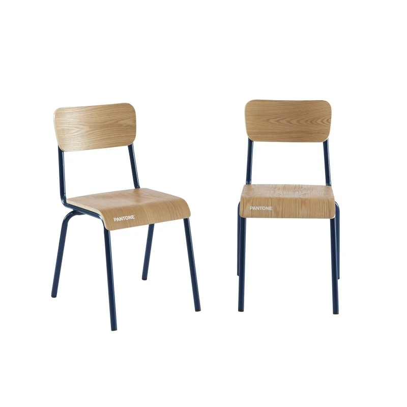Lot De 2 Chaises PANTONE Bleu Nuit Et Placage Frêne 10 Lot De 2 Chaises PANTONE Bleu Nuit Et Placage Frêne – Image 8
