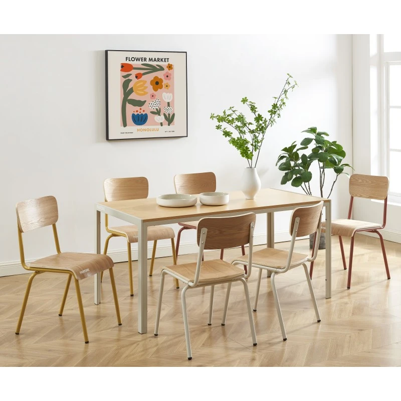 Lot De 2 Chaises PANTONE Jaune Moutarde Et Placage Frên 7 Lot De 2 Chaises PANTONE Jaune Moutarde Et Placage Frên – Image 5