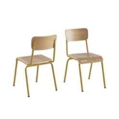 Lot De 2 Chaises PANTONE Jaune Moutarde Et Placage Frên 18 Lot De 2 Chaises PANTONE Jaune Moutarde Et Placage Frên -Mobilia Soldes lot de 2 chaises pantone jaune moutarde et placage fren 5