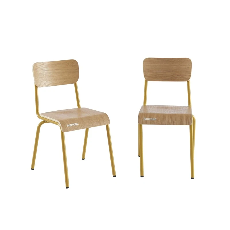Lot De 2 Chaises PANTONE Jaune Moutarde Et Placage Frên 10 Lot De 2 Chaises PANTONE Jaune Moutarde Et Placage Frên – Image 8