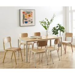 Lot De 2 Chaises PANTONE Terracotta Et Placage Frêne -Mobilia Soldes lot de 2 chaises pantone terracotta et placage frene 3