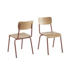 Lot De 2 Chaises PANTONE Terracotta Et Placage Frêne -Mobilia Soldes lot de 2 chaises pantone terracotta et placage frene 5