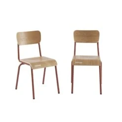 Lot De 2 Chaises PANTONE Terracotta Et Placage Frêne -Mobilia Soldes lot de 2 chaises pantone terracotta et placage frene 6