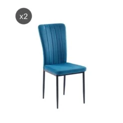Lot De 2 Chaises POPPY Velours Bleu Pieds En Métal Noir 8 Lot De 2 Chaises POPPY Velours Bleu Pieds En Métal Noir -Mobilia Soldes lot de 2 chaises poppy velours bleu pieds en metal noir 2