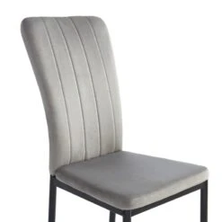 Lot De 2 Chaises POPPY Velours Gris Pieds En Métal Noir -Mobilia Soldes lot de 2 chaises poppy velours gris pieds en metal noir 1