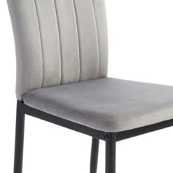 Lot De 2 Chaises POPPY Velours Gris Pieds En Métal Noir -Mobilia Soldes lot de 2 chaises poppy velours gris pieds en metal noir 3