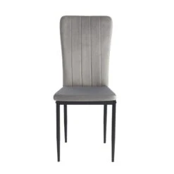 Lot De 2 Chaises POPPY Velours Gris Pieds En Métal Noir -Mobilia Soldes lot de 2 chaises poppy velours gris pieds en metal noir 4