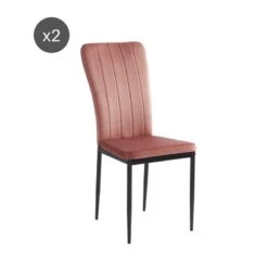 Lot De 2 Chaises POPPY Velours Rose Pieds En Métal Noir 18 Lot De 2 Chaises POPPY Velours Rose Pieds En Métal Noir -Mobilia Soldes lot de 2 chaises poppy velours rose pieds en metal noir 7