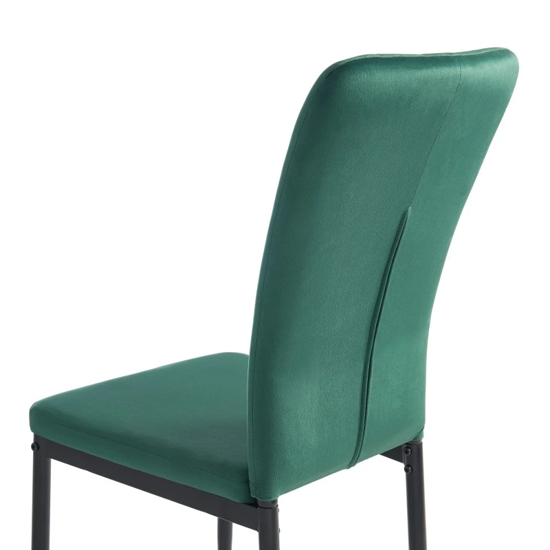 Lot De 2 Chaises POPPY Velours Vert Pieds En Métal Noir 5 Lot De 2 Chaises POPPY Velours Vert Pieds En Métal Noir – Image 3