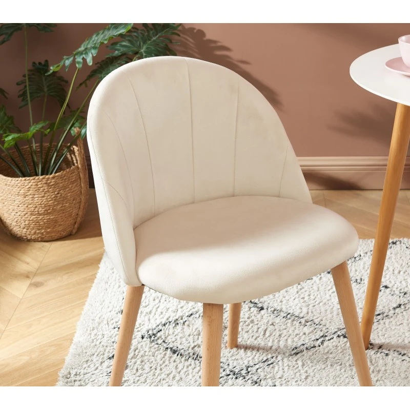 Lot De 2 Chaises SHELL Velours Beige Sable Design Coquillage 4 Lot De 2 Chaises SHELL Velours Beige Sable Design Coquillage – Image 2