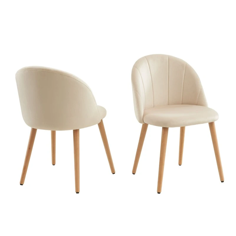 Lot De 2 Chaises SHELL Velours Beige Sable Design Coquillage 6 Lot De 2 Chaises SHELL Velours Beige Sable Design Coquillage – Image 4