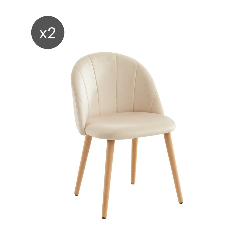 Lot De 2 Chaises SHELL Velours Beige Sable Design Coquillage 8 Lot De 2 Chaises SHELL Velours Beige Sable Design Coquillage – Image 6