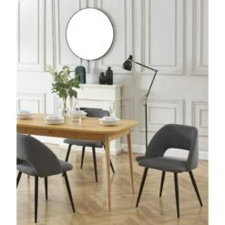 Lot De 2 Chaises VINTAGE Velours Côtelé Gris Pieds Métal Noir 12 Lot De 2 Chaises VINTAGE Velours Côtelé Gris Pieds Métal Noir -Mobilia Soldes lot de 2 chaises vintage velours cotele gris pieds metal noir 1