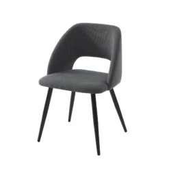 Lot De 2 Chaises VINTAGE Velours Côtelé Gris Pieds Métal Noir 14 Lot De 2 Chaises VINTAGE Velours Côtelé Gris Pieds Métal Noir -Mobilia Soldes lot de 2 chaises vintage velours cotele gris pieds metal noir 3