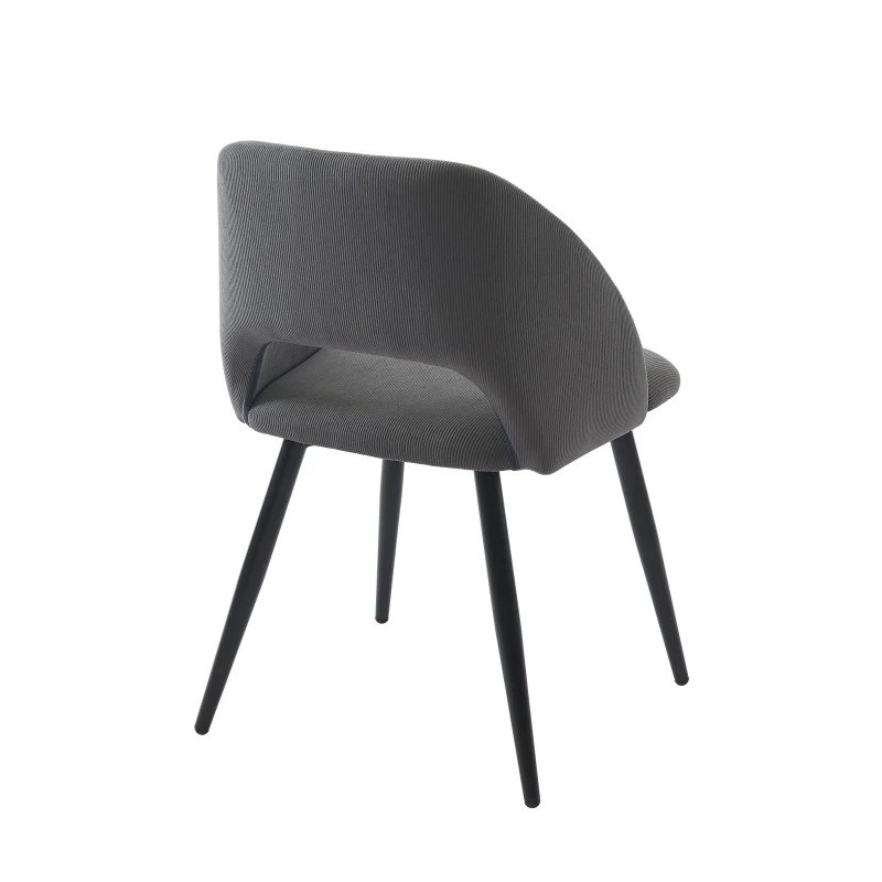 Lot De 2 Chaises VINTAGE Velours Côtelé Gris Pieds Métal Noir 9 Lot De 2 Chaises VINTAGE Velours Côtelé Gris Pieds Métal Noir – Image 7