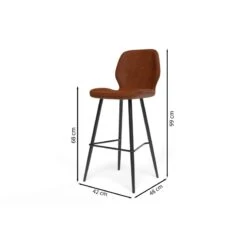 Lot De 2 Tabourets De Bar ETHAN En PU Cognac -Mobilia Soldes lot de 2 tabourets ethan en pu cognac 6