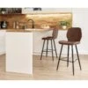 Lot De 2 Tabourets De Bar ETHAN En PU Marron 2 Lot De 2 Tabourets De Bar ETHAN En PU Marron -Mobilia Soldes lot de 2 tabourets ethan en pu marron